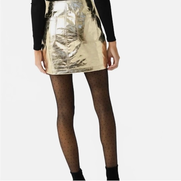 HUNTER BELL Gold Faux Leather Mini Skirt - Picture 8 of 9